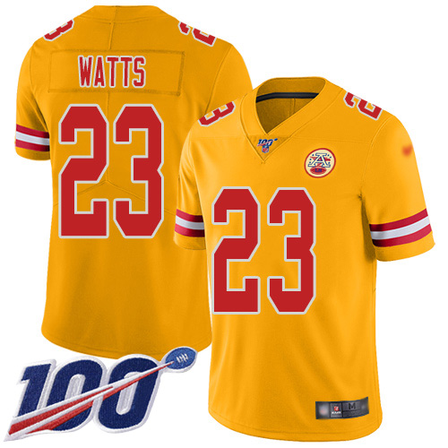 Men Kansas City Chiefs #23 Watts Armani Limited Gold Inverted Legend 100th Season Football Nike NFL Jersey